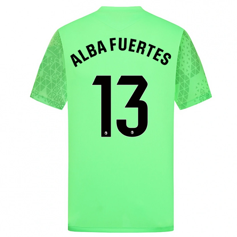 Danxen Mulher Alba Fuertes #13 Verde Primavera Preto Camisola Guarda-Redes 2025/26 Camisa Brasil
