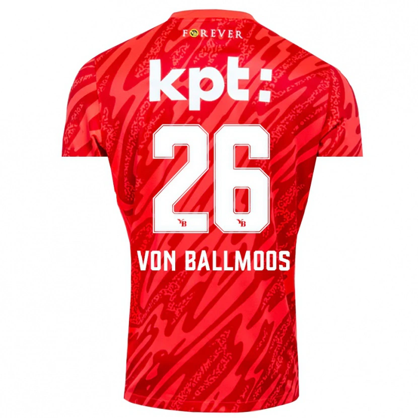 Danxen Mulher David von Ballmoos #26 Branco Vermelho Camisola Guarda-Redes 2025/26 Camisa Brasil