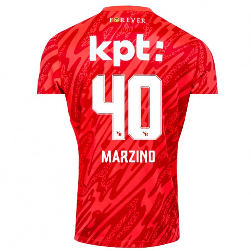 Danxen Mulher Dario Marzino #40 Branco Vermelho Camisola Guarda-Redes 2025/26 Camisa Brasil