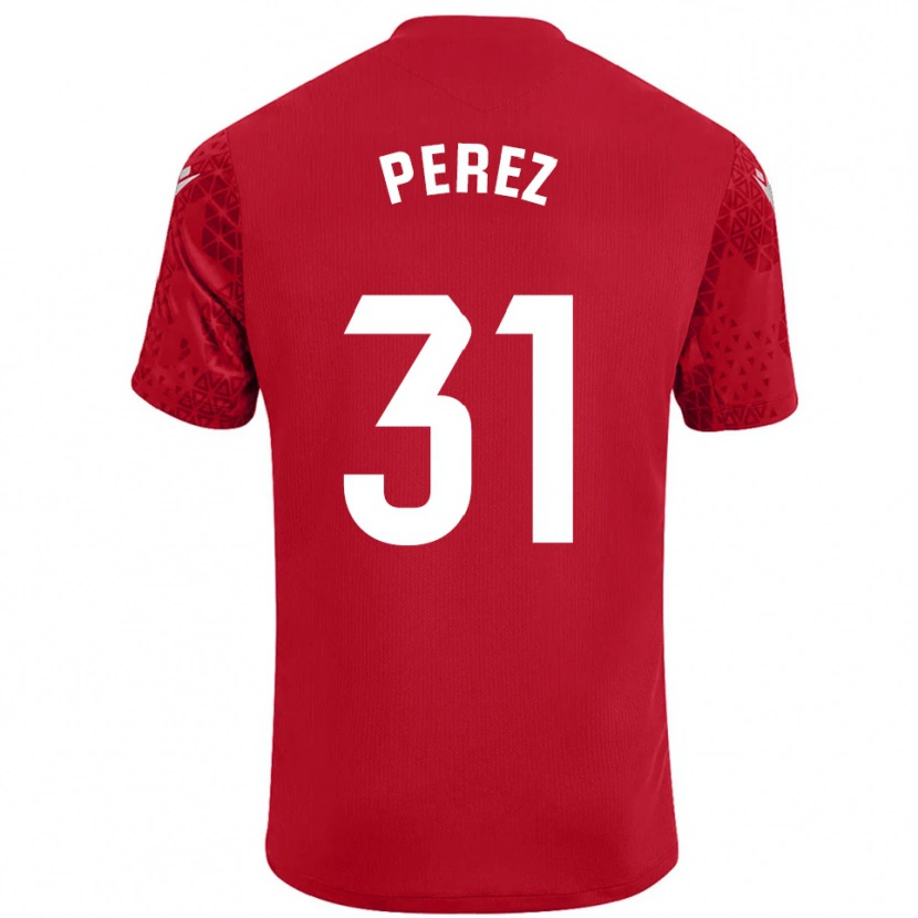Danxen Mulher Ángel Pérez #31 Vermelho Branco Camisola Guarda-Redes 2025/26 Camisa Brasil