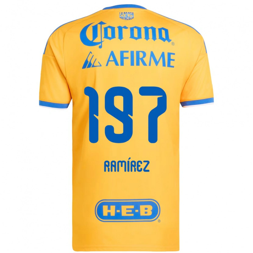 Danxen Criança Camisola Ángel Ramírez #197 Amarelo Azul Principal 2026/27 Camisa Brasil