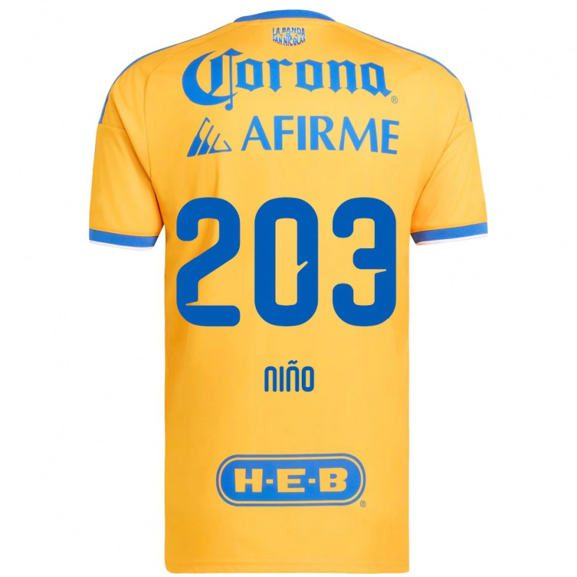 Danxen Criança Camisola Fernando Niño #203 Amarelo Azul Principal 2026/27 Camisa Brasil