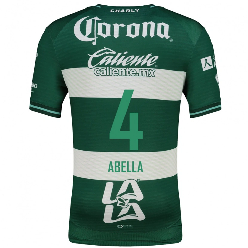 Danxen Criança Camisola José Abella #4 Verde Branco Principal 2026/27 Camisa Brasil