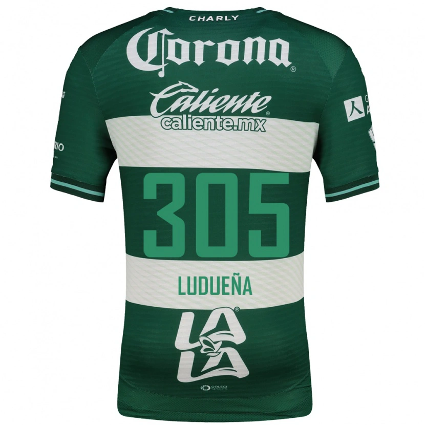 Danxen Criança Camisola Daniel Ludueña #305 Verde Branco Principal 2026/27 Camisa Brasil