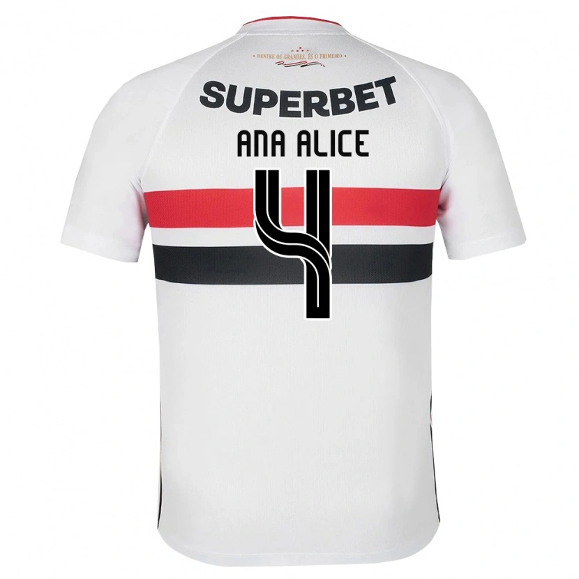 Danxen Criança Camisola Ana Alice Luciano Da Silva #4 Branco Vermelho Preto Principal 2026/27 Camisa Brasil