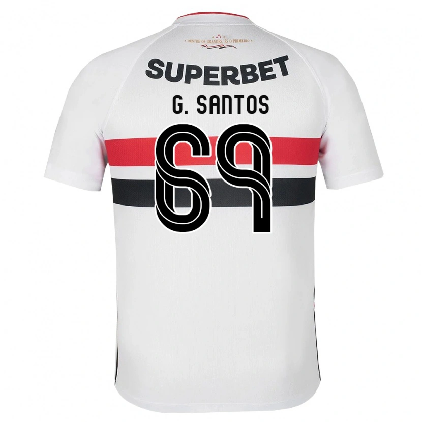 Danxen Criança Camisola Guilherme Santos #69 Branco Vermelho Preto Principal 2026/27 Camisa Brasil