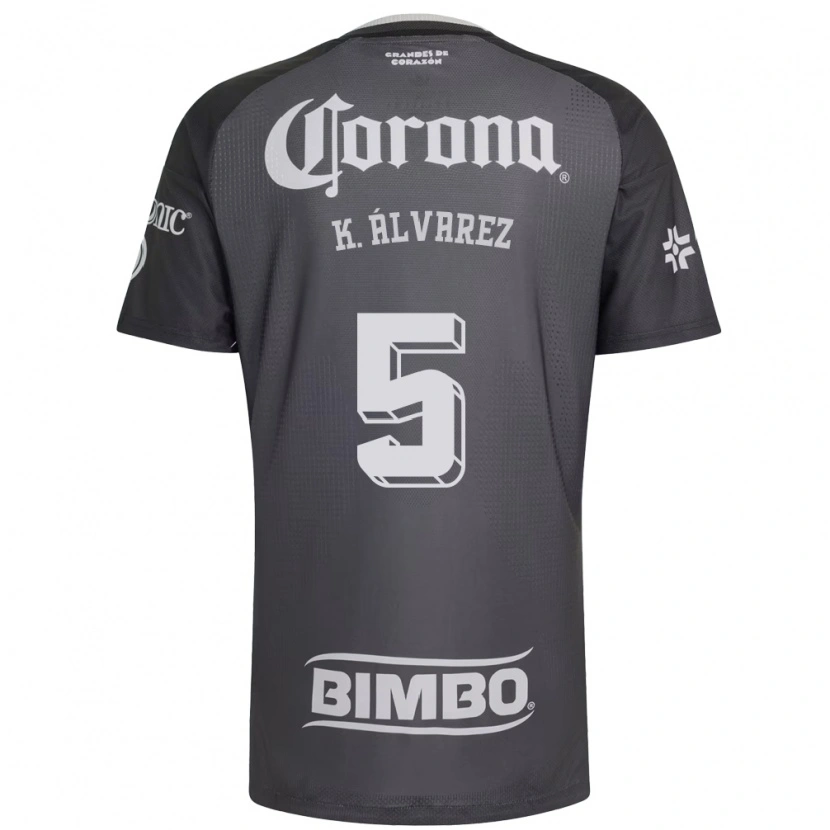 Danxen Criança Camisola Kevin Álvarez #5 Cinza Branco Preto Alternativa 2026/27 Camisa Brasil