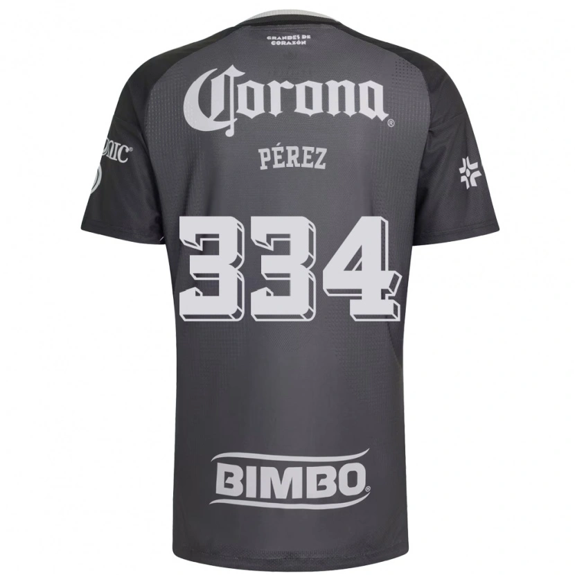 Danxen Criança Camisola Diego Pérez #334 Cinza Branco Preto Alternativa 2026/27 Camisa Brasil