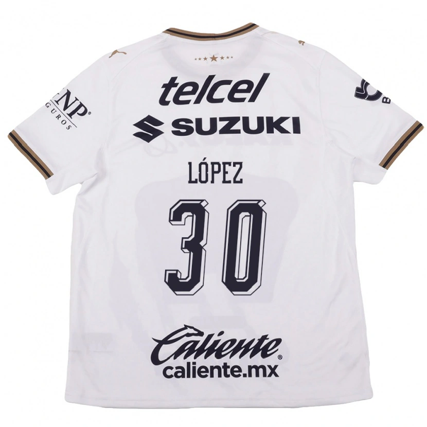 Danxen Criança Camisola Santiago López #30 Branco Preto Marrom Alternativa 2026/27 Camisa Brasil