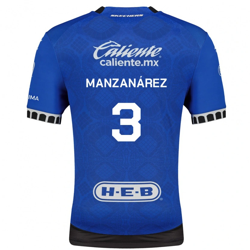 Danxen Criança Camisola Óscar Manzanárez #3 Azul Real Branco Preto Alternativa 2026/27 Camisa Brasil