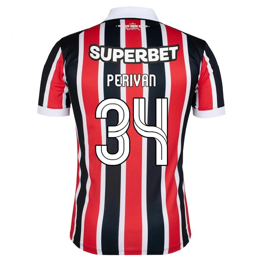 Danxen Criança Camisola Perivan Dos Santos #34 Vermelho Branco Preto Alternativa 2026/27 Camisa Brasil