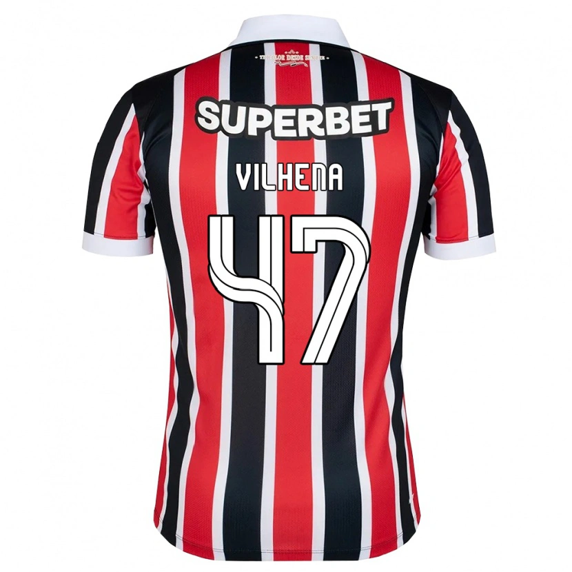 Danxen Criança Camisola Pedro Vilhena #47 Vermelho Branco Preto Alternativa 2026/27 Camisa Brasil