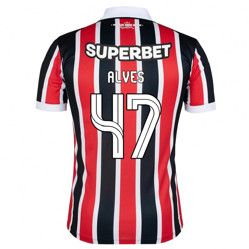 Danxen Criança Camisola Matheus Alves #47 Vermelho Branco Preto Alternativa 2026/27 Camisa Brasil