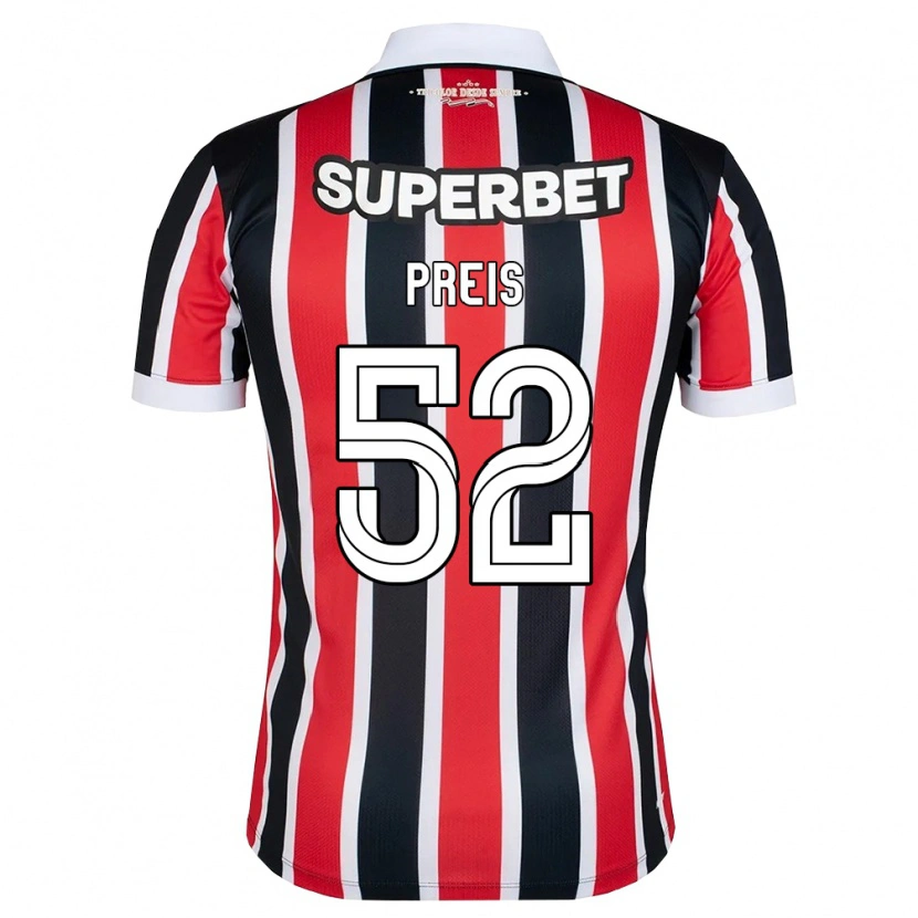 Danxen Criança Camisola Felipe Preis #52 Vermelho Branco Preto Alternativa 2026/27 Camisa Brasil