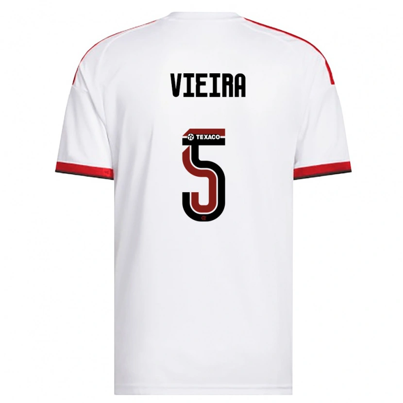 Danxen Criança Camisola Lucas Vieira #5 Branco Vermelho Preto Alternativa 2026/27 Camisa Brasil