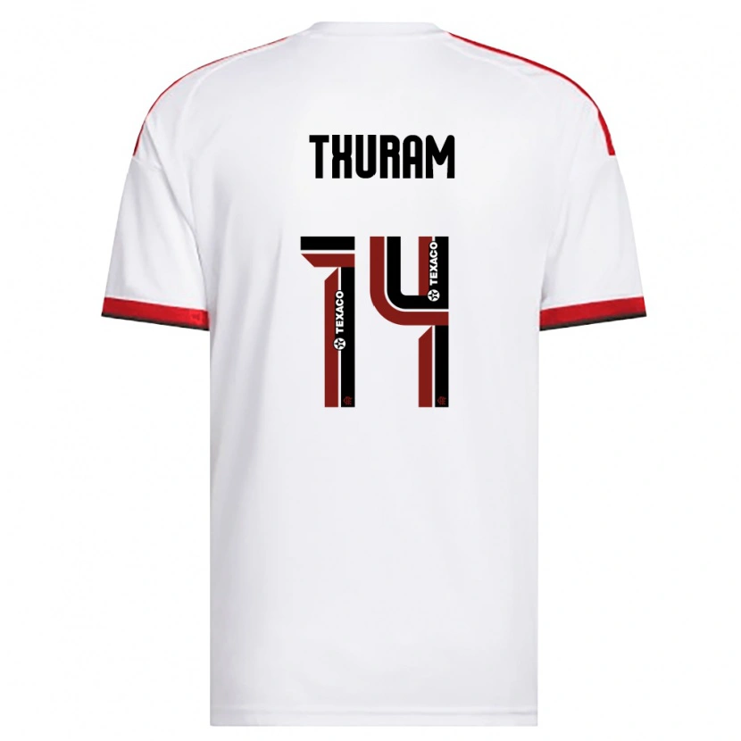 Danxen Criança Camisola Daniel Thuram #14 Branco Vermelho Preto Alternativa 2026/27 Camisa Brasil