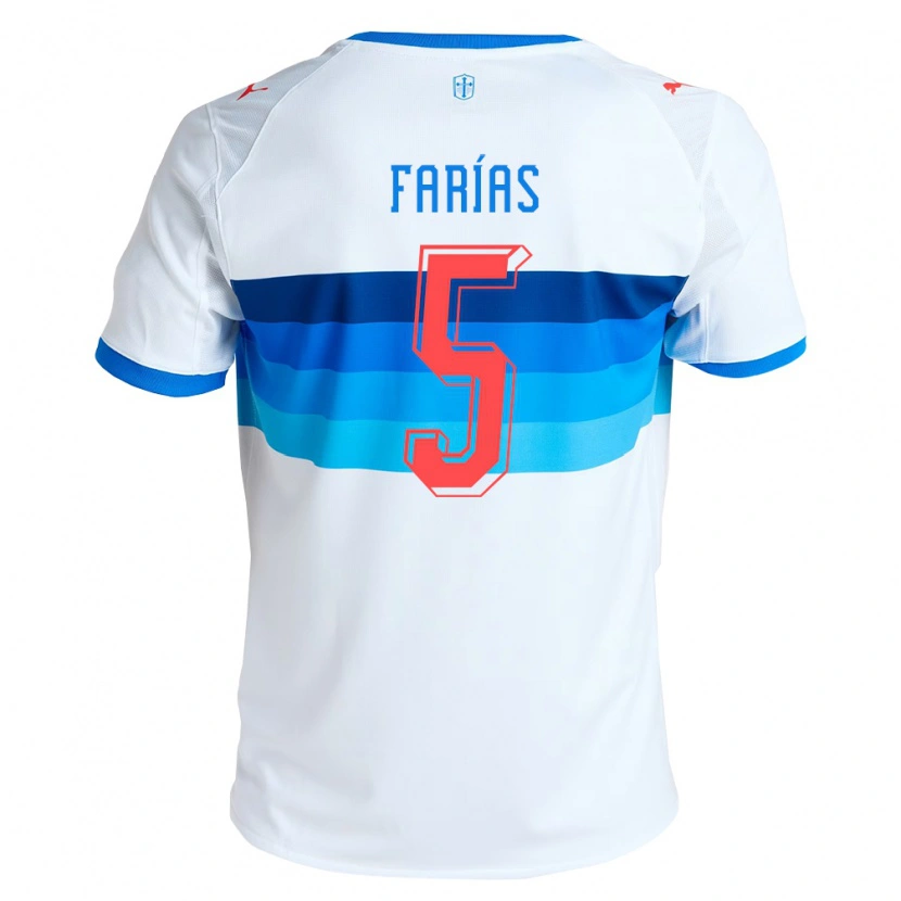 Danxen Homem Camisola Agustín Farías #5 Branco Azul Celeste Principal 2026/27 Camisa Brasil