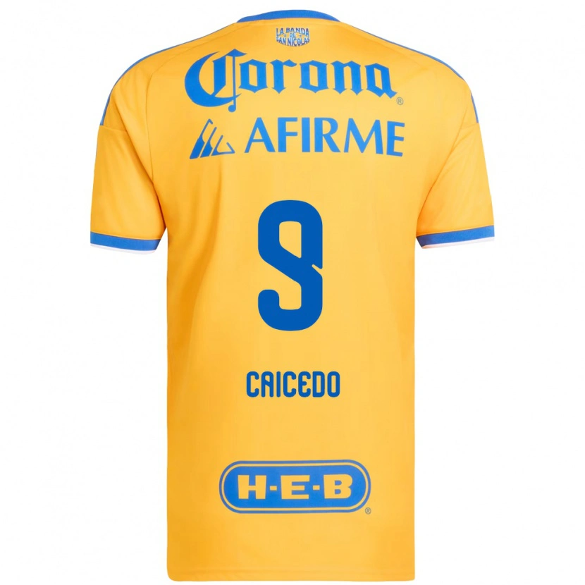 Danxen Mulher Camisola Jordy Caicedo #9 Amarelo Azul Principal 2026/27 Camisa Brasil