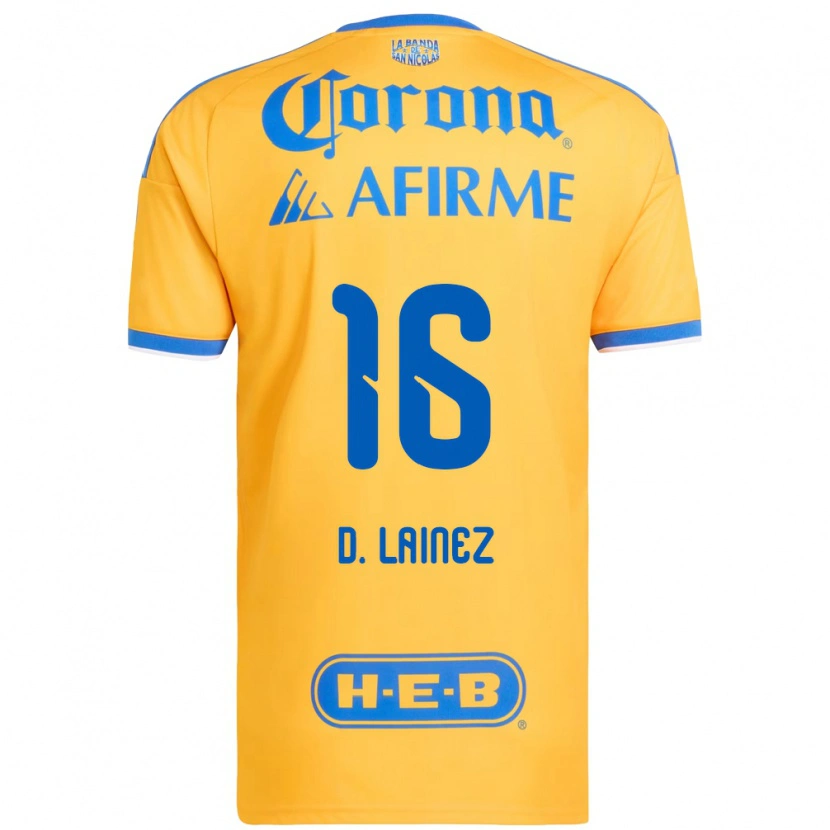 Danxen Mulher Camisola Diego Lainez #16 Amarelo Azul Principal 2026/27 Camisa Brasil