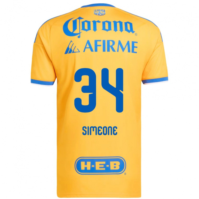 Danxen Mulher Camisola Henrique Simeone #34 Amarelo Azul Principal 2026/27 Camisa Brasil