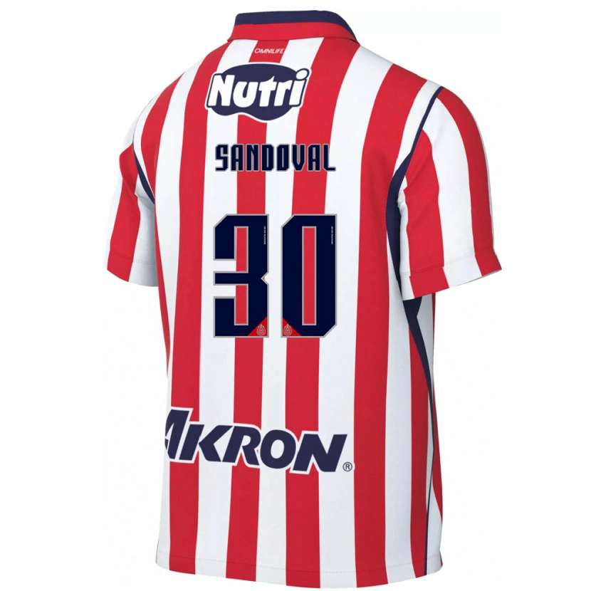 Danxen Mulher Camisola Santiago Sandoval #30 Vermelho Branco Principal 2026/27 Camisa Brasil