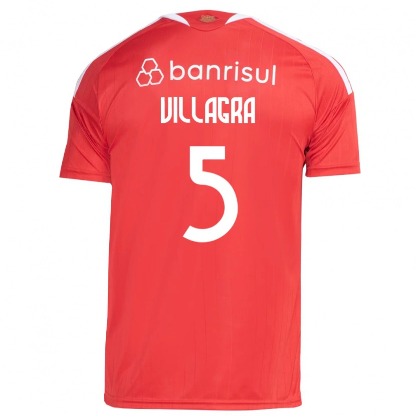 Danxen Mulher Camisola Rodrigo Villagra #5 Vermelho Branco Principal 2026/27 Camisa Brasil