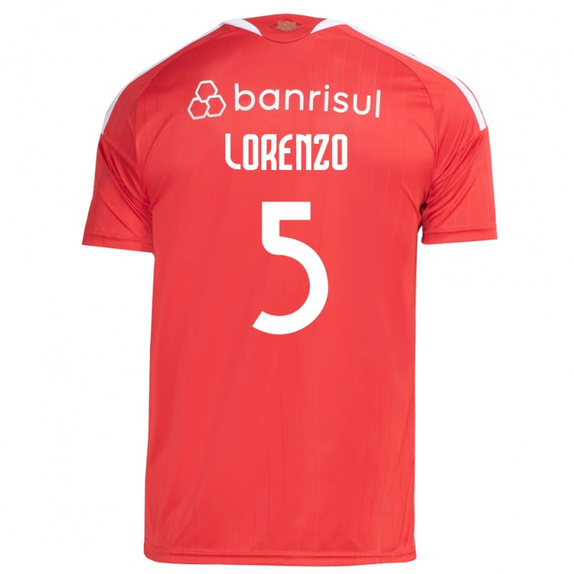 Danxen Mulher Camisola Lorenzo Farias Vaghetti #5 Vermelho Branco Principal 2026/27 Camisa Brasil