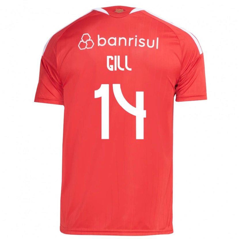 Danxen Mulher Camisola Antonio Gill #14 Vermelho Branco Principal 2026/27 Camisa Brasil