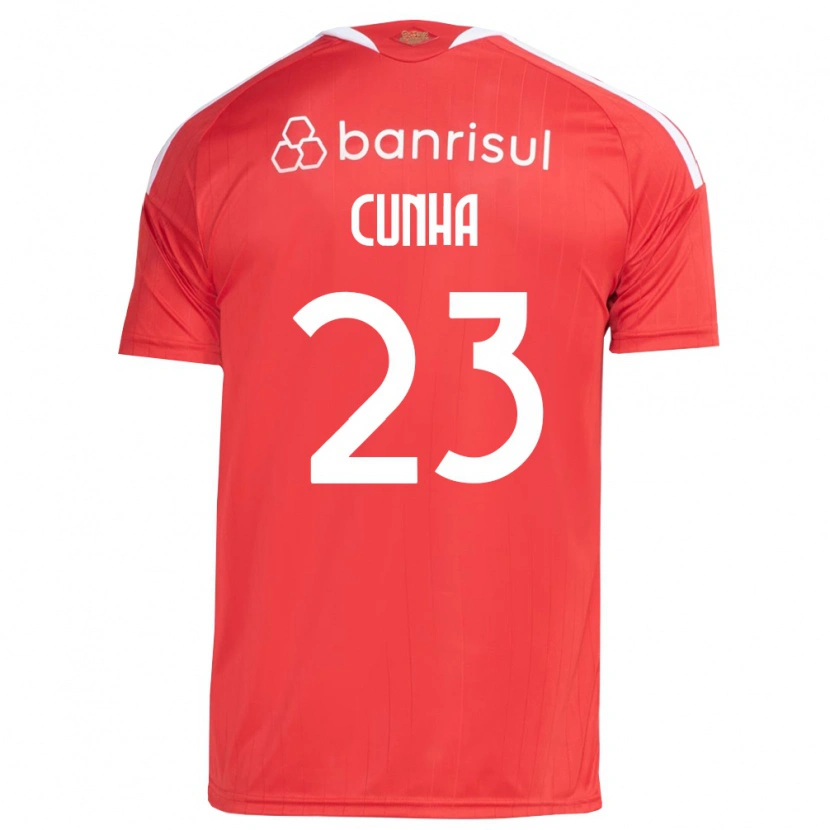 Danxen Mulher Camisola Matheus Cunha #23 Vermelho Branco Principal 2026/27 Camisa Brasil