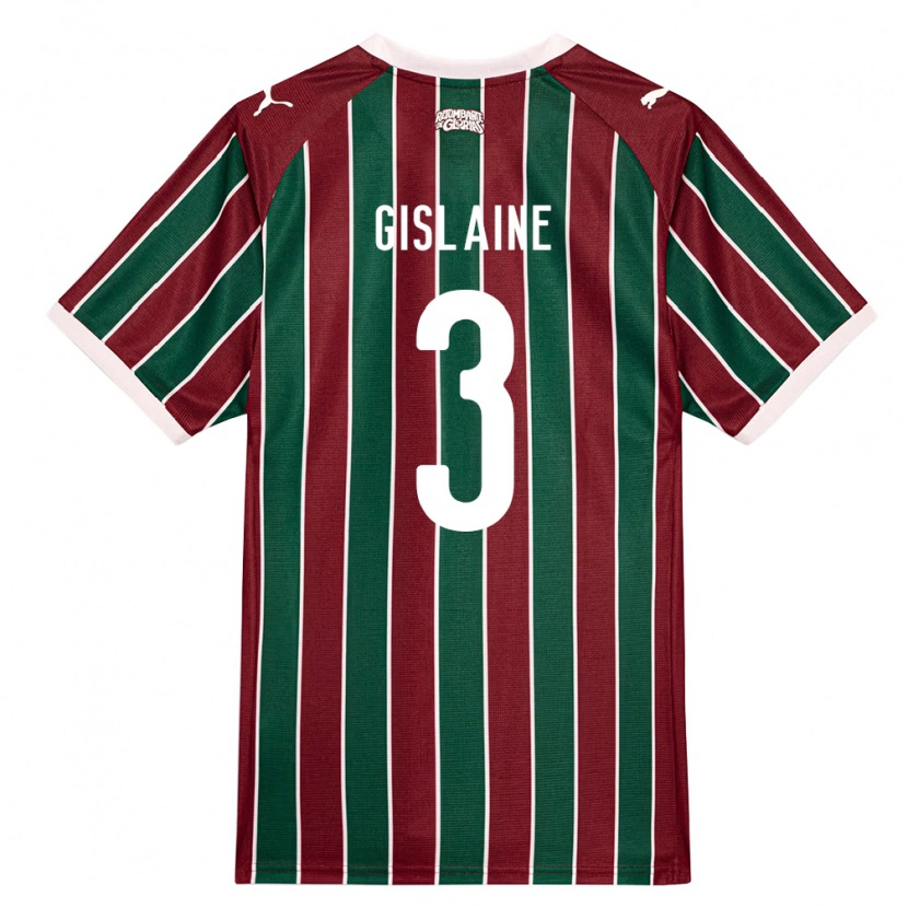 Danxen Mulher Camisola Gislaine #3 Verde Borgonha Branco Principal 2026/27 Camisa Brasil