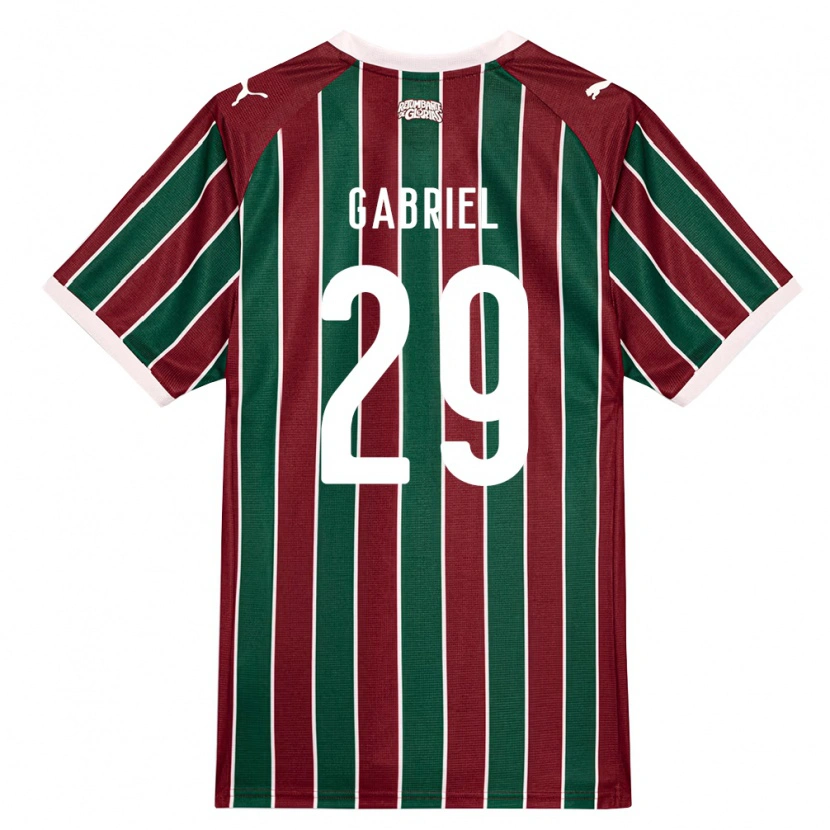 Danxen Mulher Camisola Isack Gabriel #29 Verde Borgonha Branco Principal 2026/27 Camisa Brasil