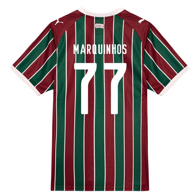 Danxen Mulher Camisola Marquinhos #77 Verde Borgonha Branco Principal 2026/27 Camisa Brasil