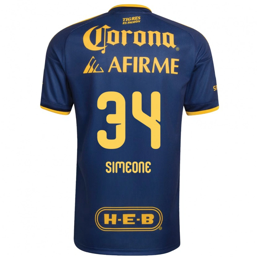 Danxen Mulher Camisola Henrique Simeone #34 Azul Real Amarelo Alternativa 2026/27 Camisa Brasil
