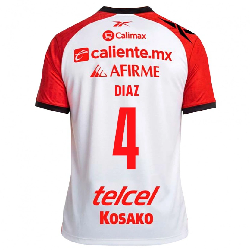 Danxen Mulher Camisola Nicolás Díaz #4 Vermelho Branco Preto Alternativa 2026/27 Camisa Brasil