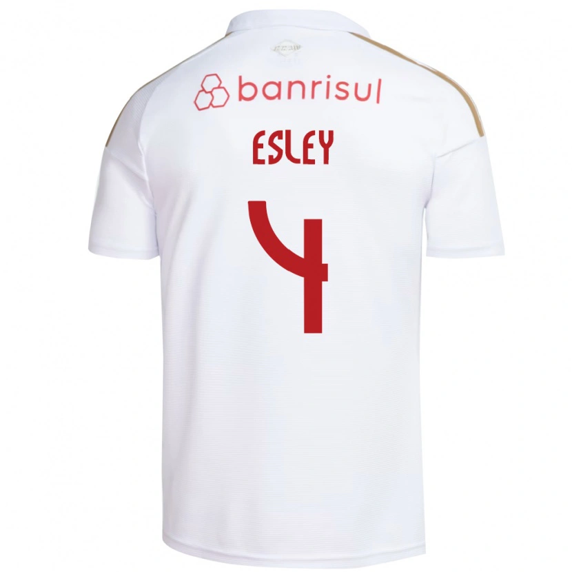 Danxen Mulher Camisola Esley Ezequiel Dos Reis #4 Branco Vermelho Alternativa 2026/27 Camisa Brasil