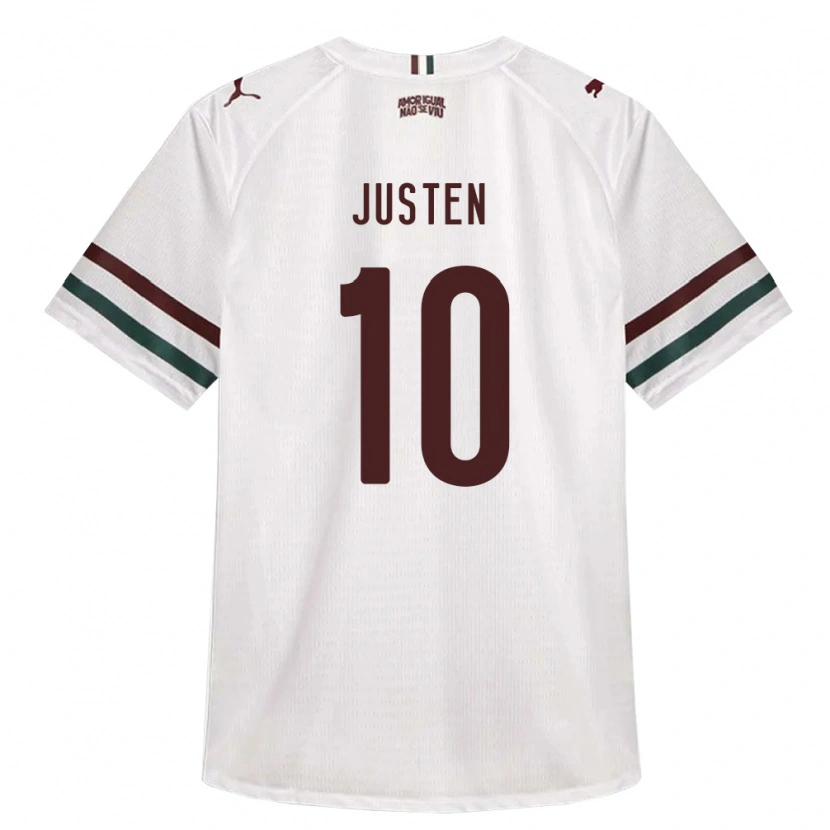 Danxen Mulher Camisola Gabriel Justen #10 Branco Verde Borgonha Alternativa 2026/27 Camisa Brasil