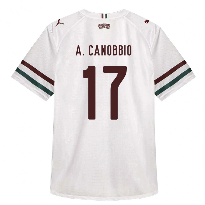 Danxen Mulher Camisola Agustín Canobbio #17 Branco Verde Borgonha Alternativa 2026/27 Camisa Brasil