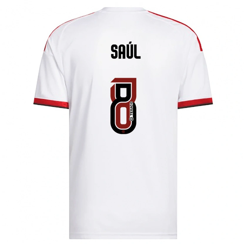 Danxen Mulher Camisola Saúl Ñíguez #8 Branco Vermelho Preto Alternativa 2026/27 Camisa Brasil