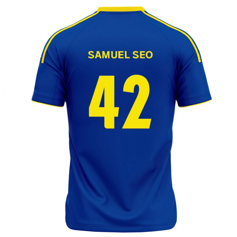 Danxen Criança Camisola Samuel Seo #42 Azul Real Amarelo Principal 2026/27 Camisa Brasil