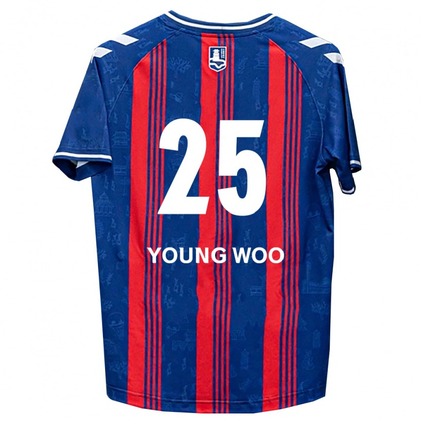 Danxen Criança Camisola Young-Woo Jang #25 Azul Vermelho Branco Principal 2026/27 Camisa Brasil