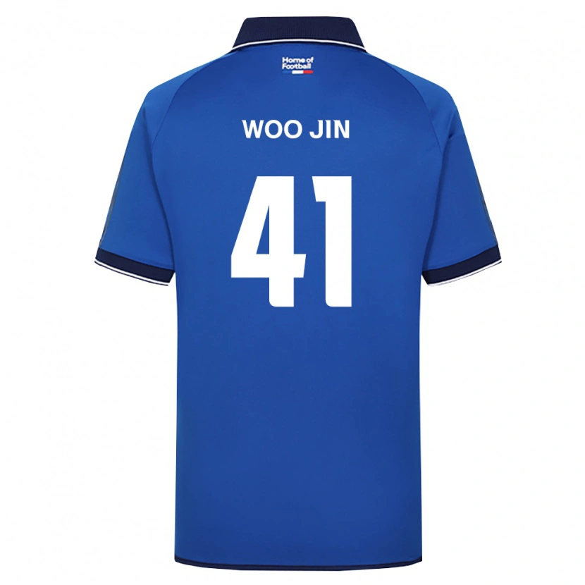Danxen Criança Camisola Woo-Jin Kim #41 Azul Real Branco Vermelho Principal 2026/27 Camisa Brasil