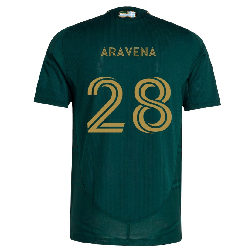 Danxen Criança Camisola Alexander Aravena #28 Verde Escuro Marrom Principal 2026/27 Camisa Brasil
