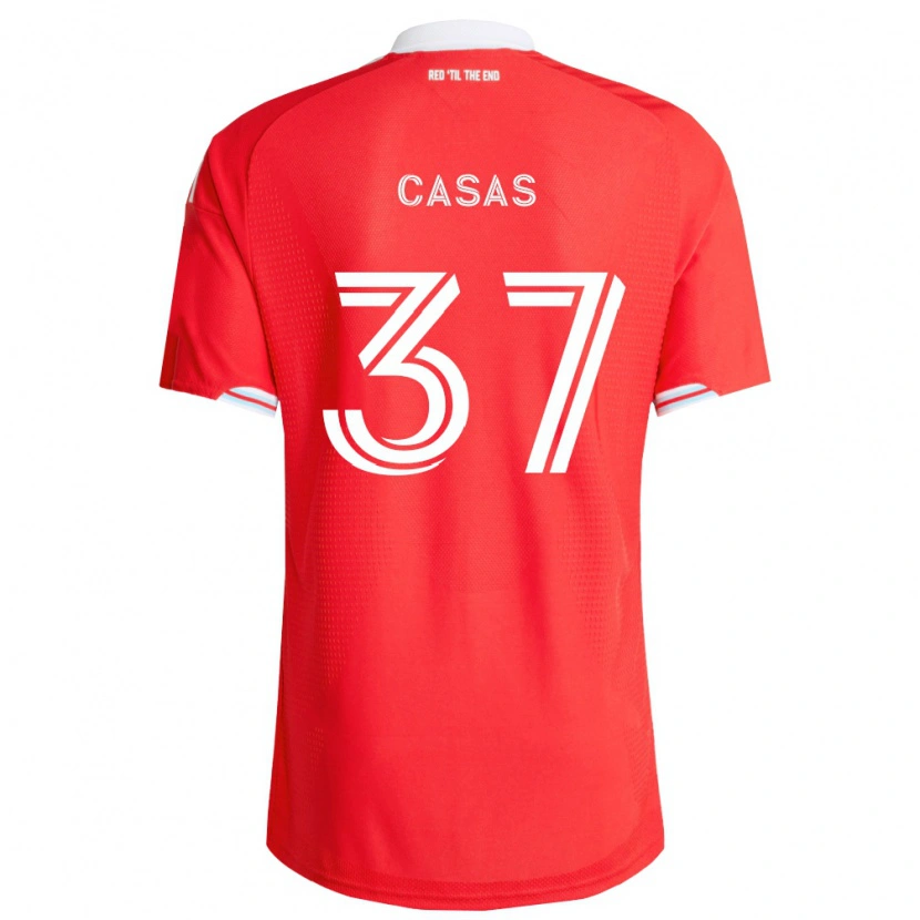 Danxen Criança Camisola Javier Casas #37 Vermelho Azul Profundo Branco Principal 2026/27 Camisa Brasil
