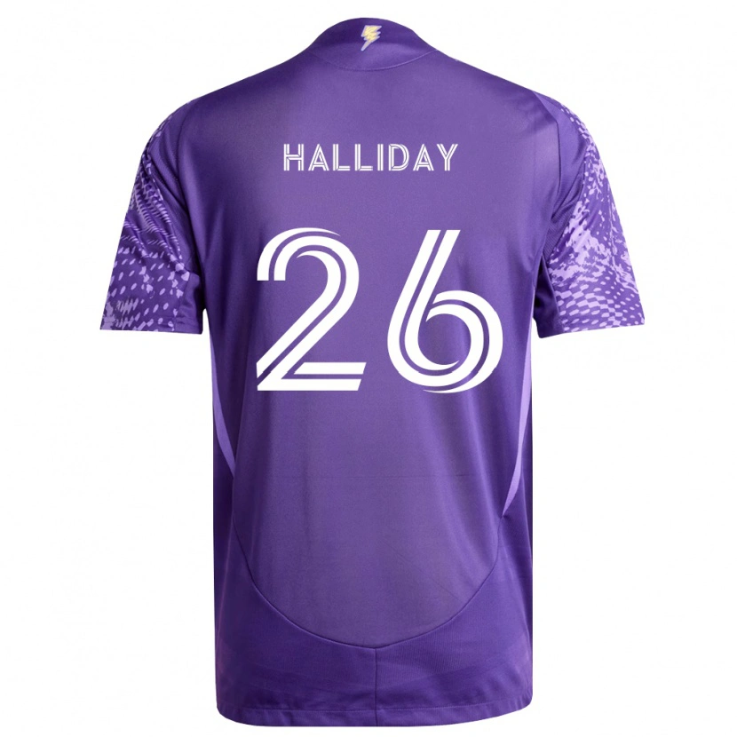 Danxen Criança Camisola Michael Halliday #26 Roxo Branco Principal 2026/27 Camisa Brasil
