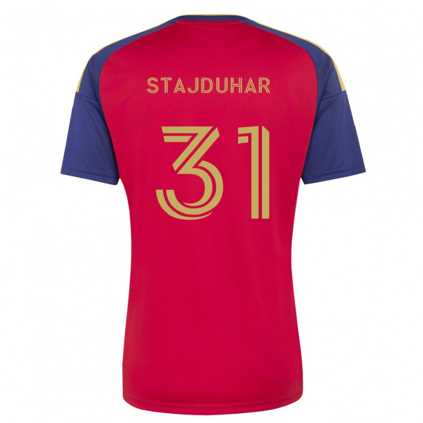Danxen Criança Camisola Mason Stajduhar #31 Azul Real Marrom Vermelho Principal 2026/27 Camisa Brasil