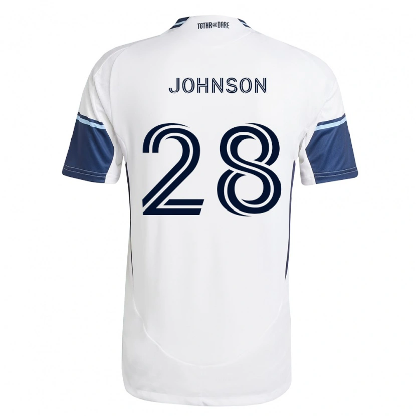 Danxen Criança Camisola Tate Johnson #28 Branco Azul Real Principal 2026/27 Camisa Brasil