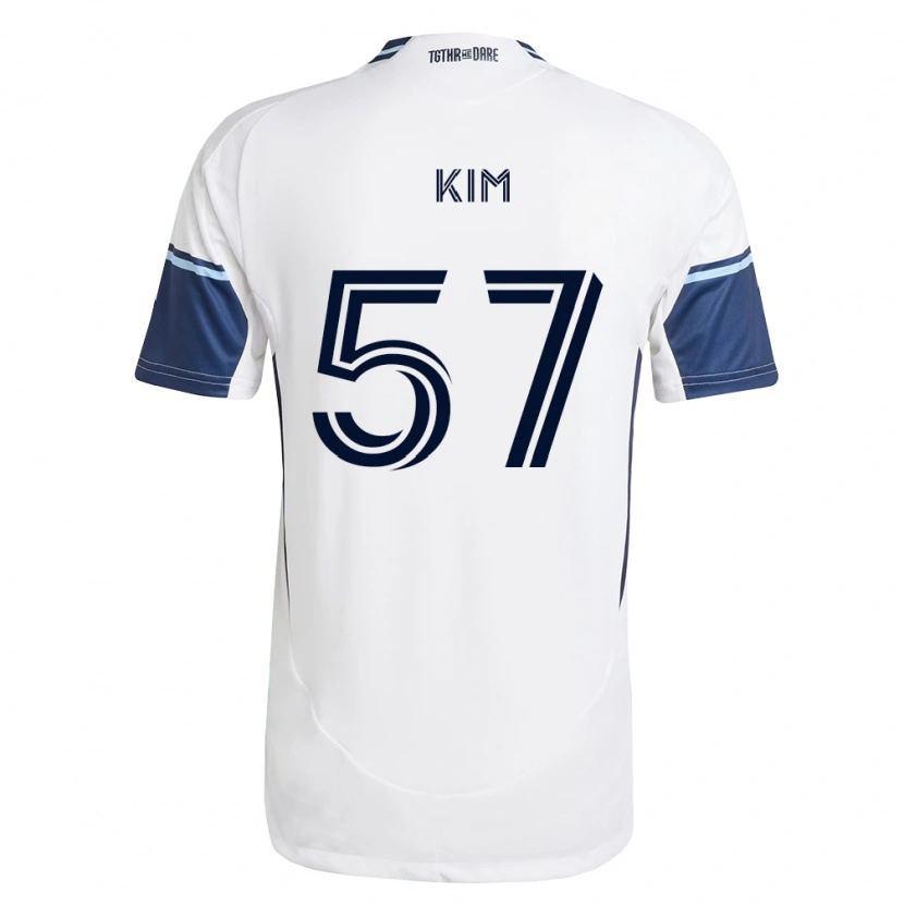 Danxen Criança Camisola Jayden Kim #57 Branco Azul Real Principal 2026/27 Camisa Brasil