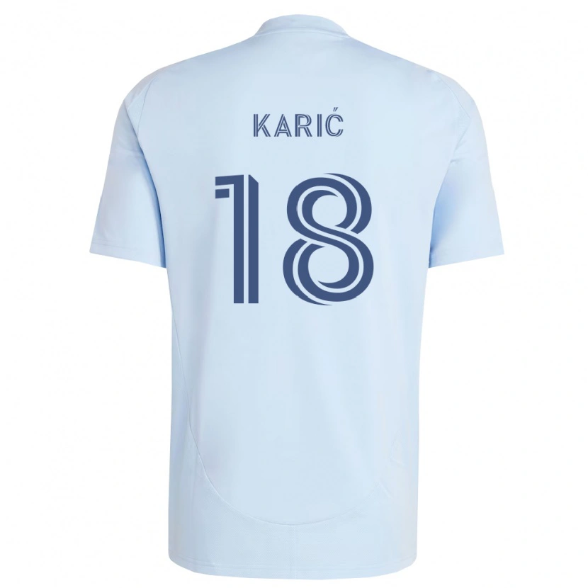Danxen Criança Camisola Emir Karić #18 Azul Claro Cinza Claro Principal 2026/27 Camisa Brasil