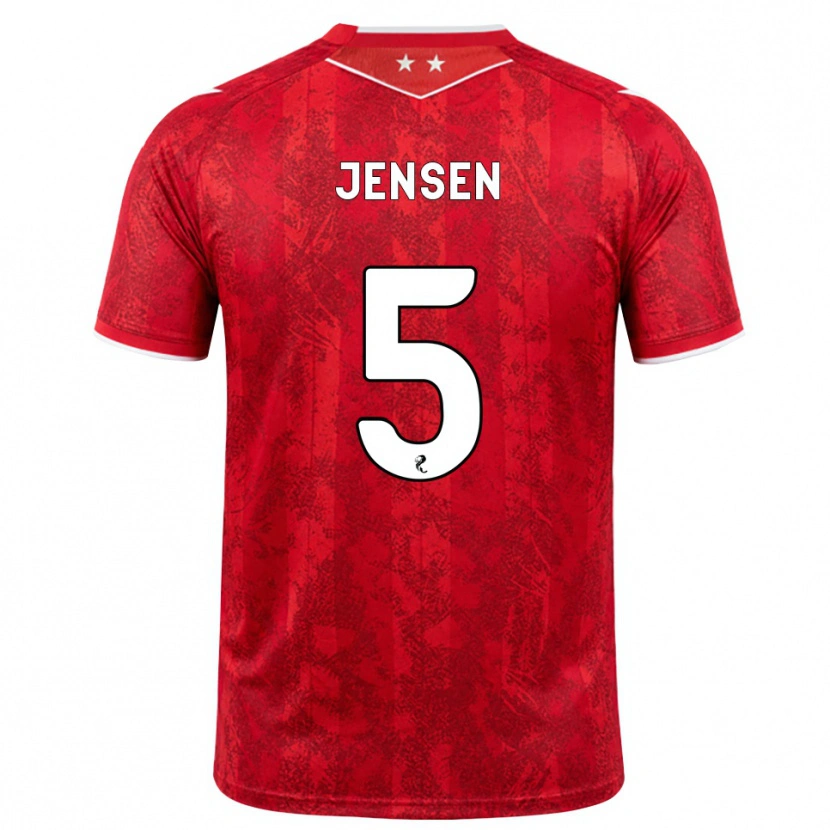 Danxen Criança Camisola Richard Jensen #5 Vermelho Branco Principal 2026/27 Camisa Brasil