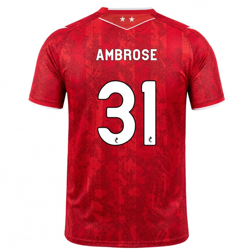 Danxen Criança Camisola Peter Ambrose #31 Vermelho Branco Principal 2026/27 Camisa Brasil